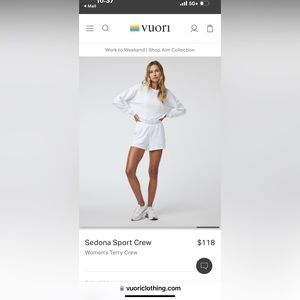 NWT vuori Sedona sport crew size small white